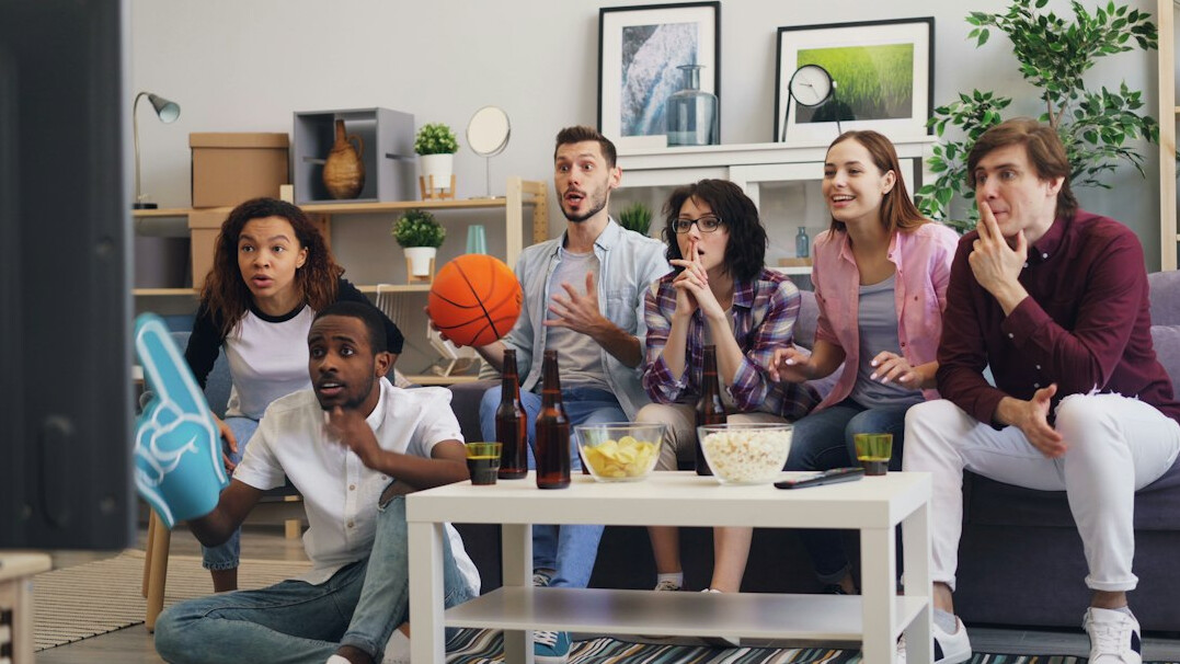 group of friends watching tv