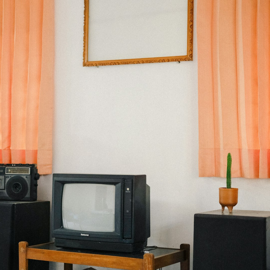 family watching television